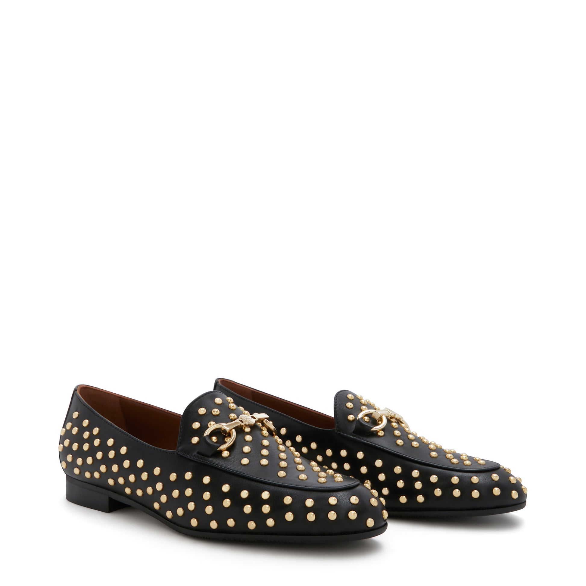 Vendôme Fleur black calfskin leather studded loafers -  - Isabel Bernard