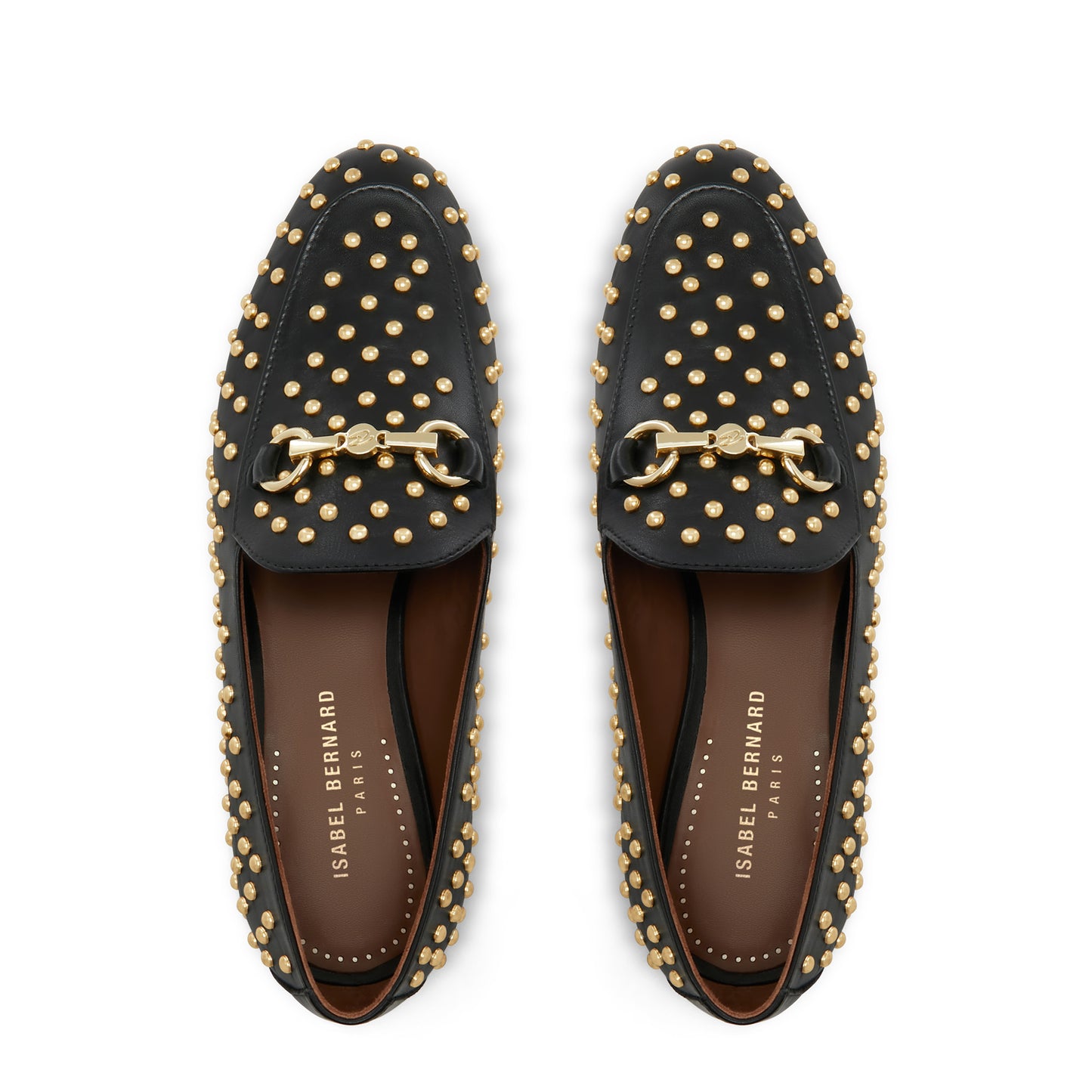 Vendôme Fleur black calfskin leather studded loafers -  - Isabel Bernard