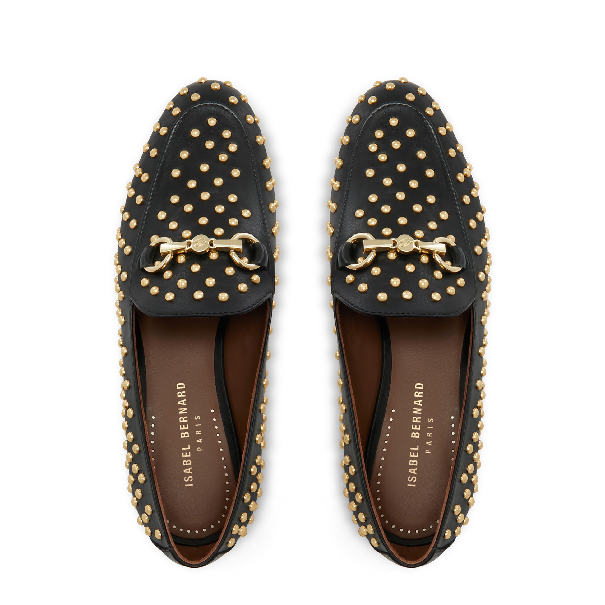 Vendôme Fleur black calfskin leather studded loafers -  - Isabel Bernard