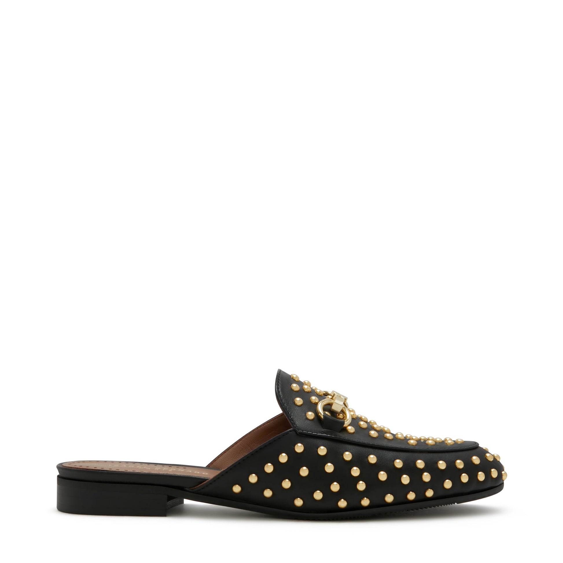 Vendôme Fleur black calfskin leather studded slipper loafers -  - Isabel Bernard