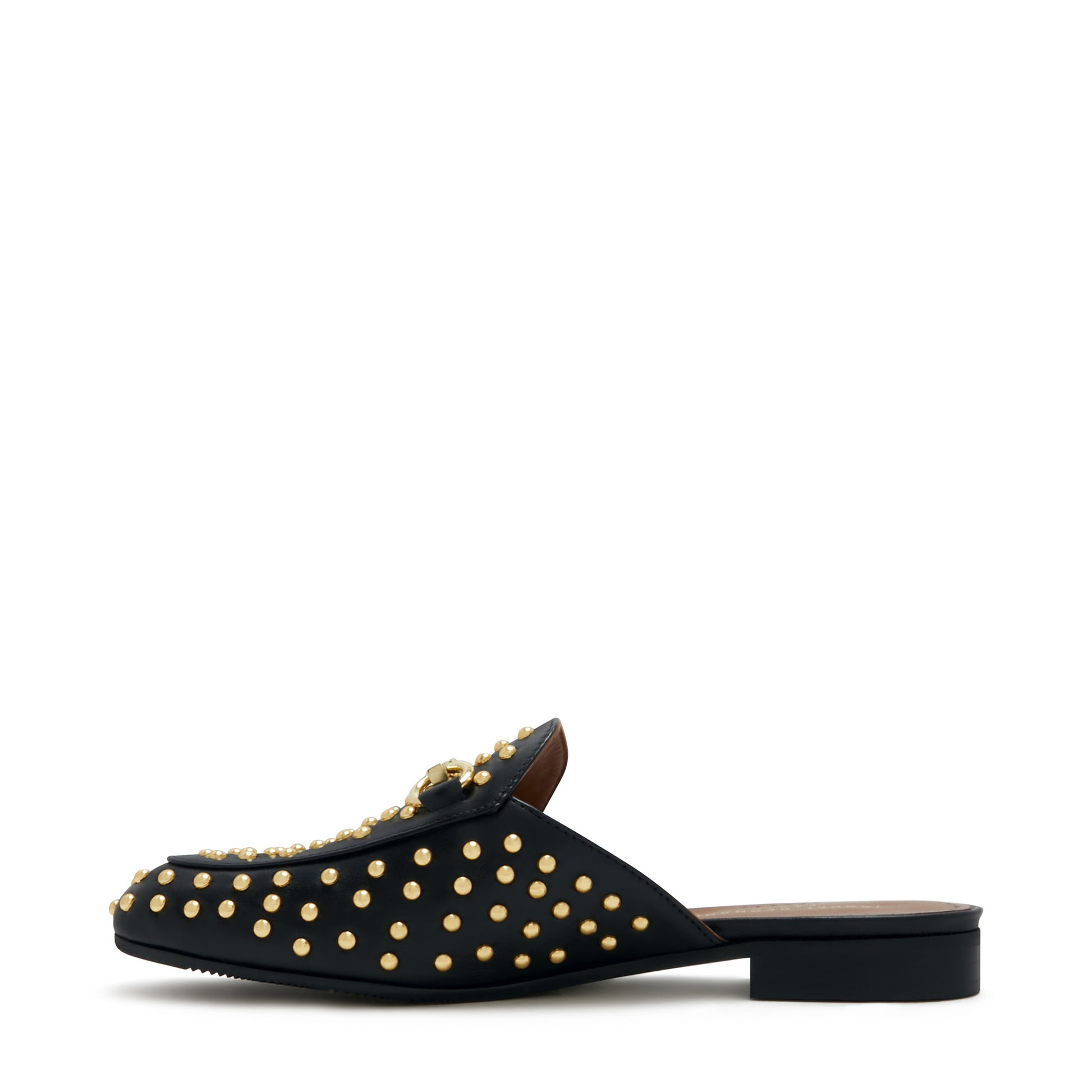 Vendôme Fleur black calfskin leather studded slipper loafers -  - Isabel Bernard