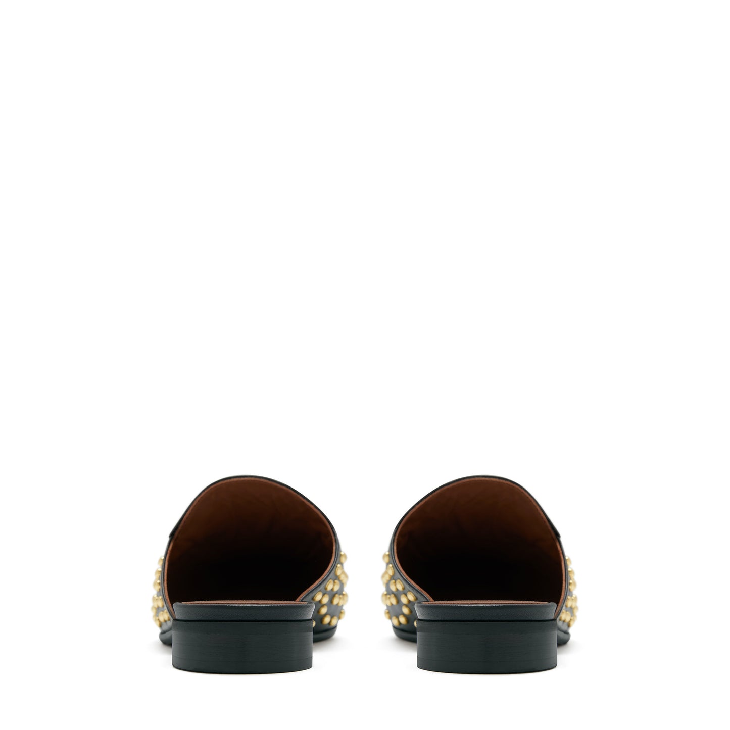 Vendôme Fleur black calfskin leather studded slipper loafers -  - Isabel Bernard