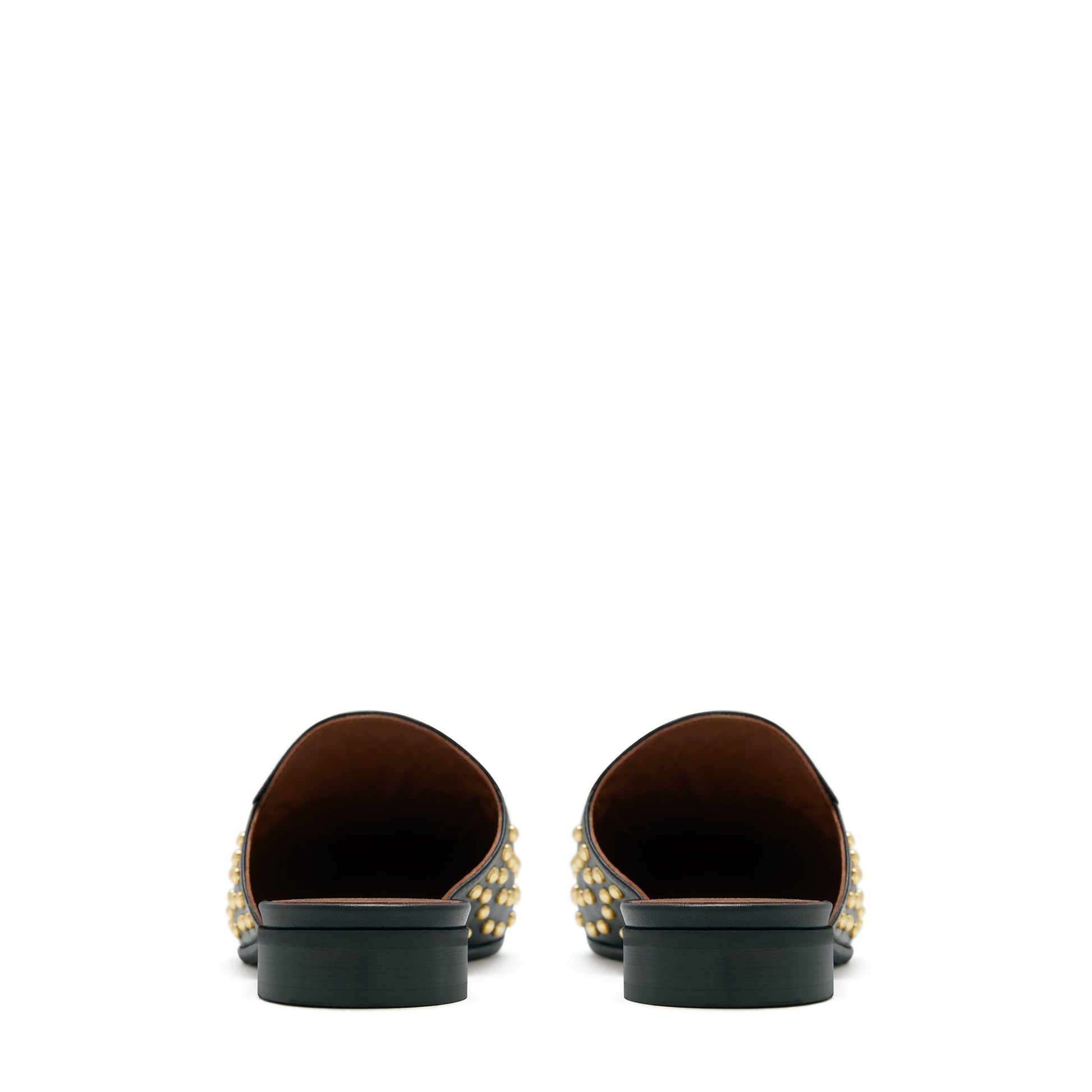 Vendôme Fleur black calfskin leather studded slipper loafers -  - Isabel Bernard