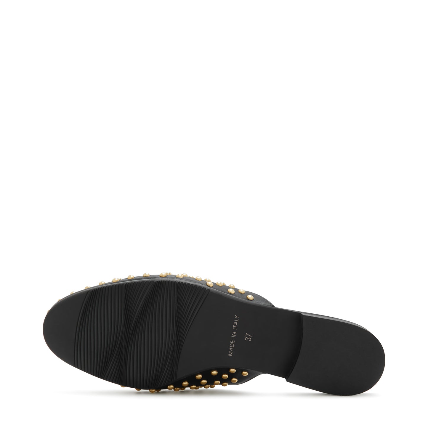 Vendôme Fleur black calfskin leather studded slipper loafers -  - Isabel Bernard