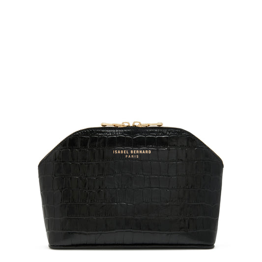 Honoré Brunelle croco black calfskin leather toiletry bag -  - Isabel Bernard