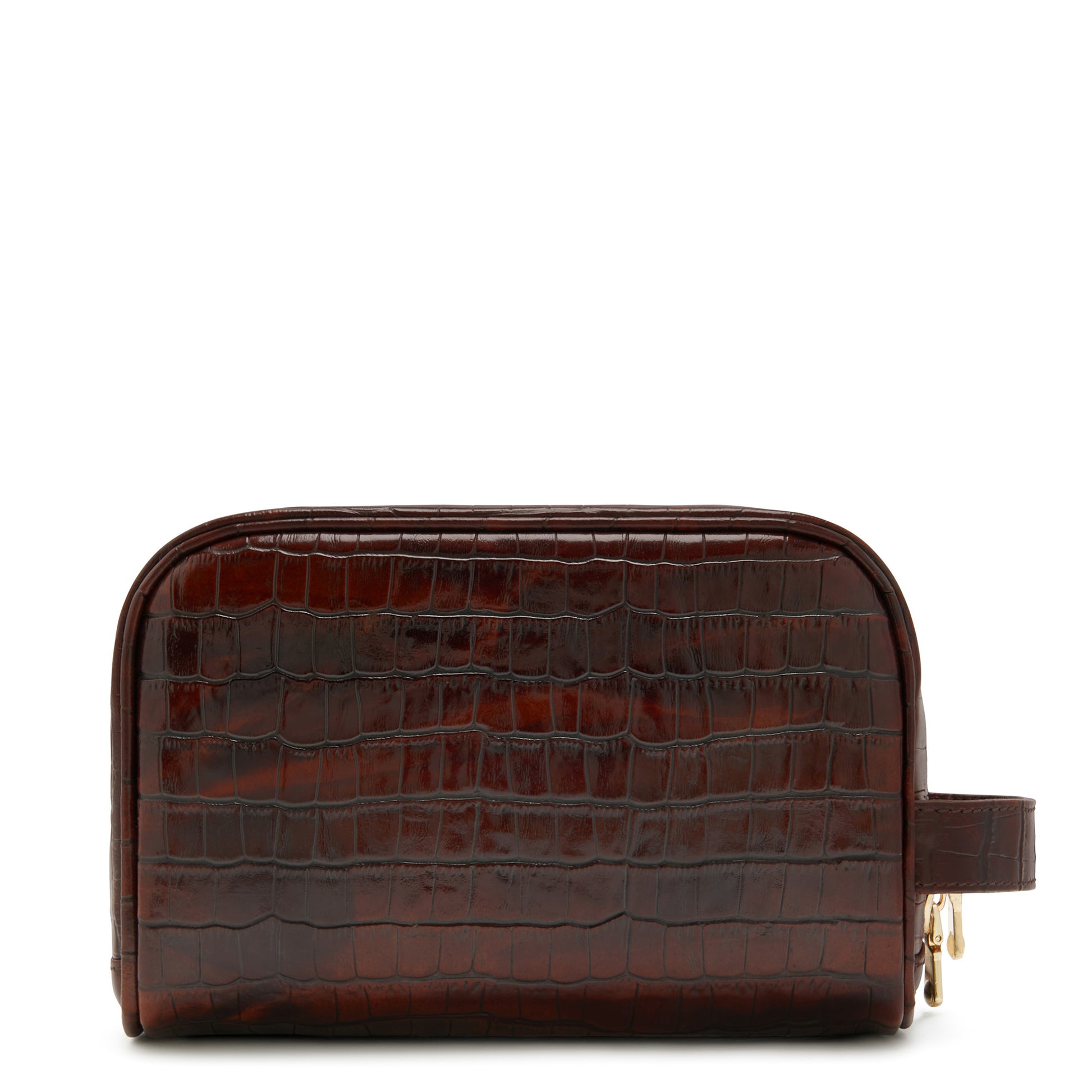 Honoré Blaize croco brown calfskin leather toiletry bag -  - Isabel Bernard