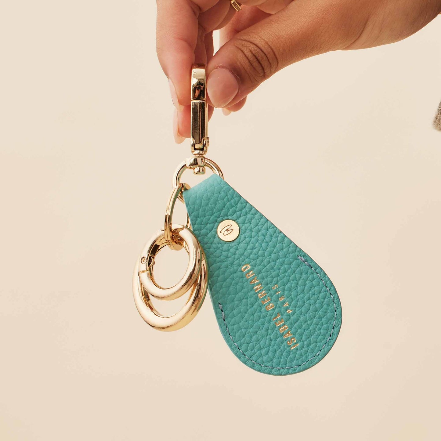 Honoré Filou blue calfskin leather Airtag key ring -  - Isabel Bernard