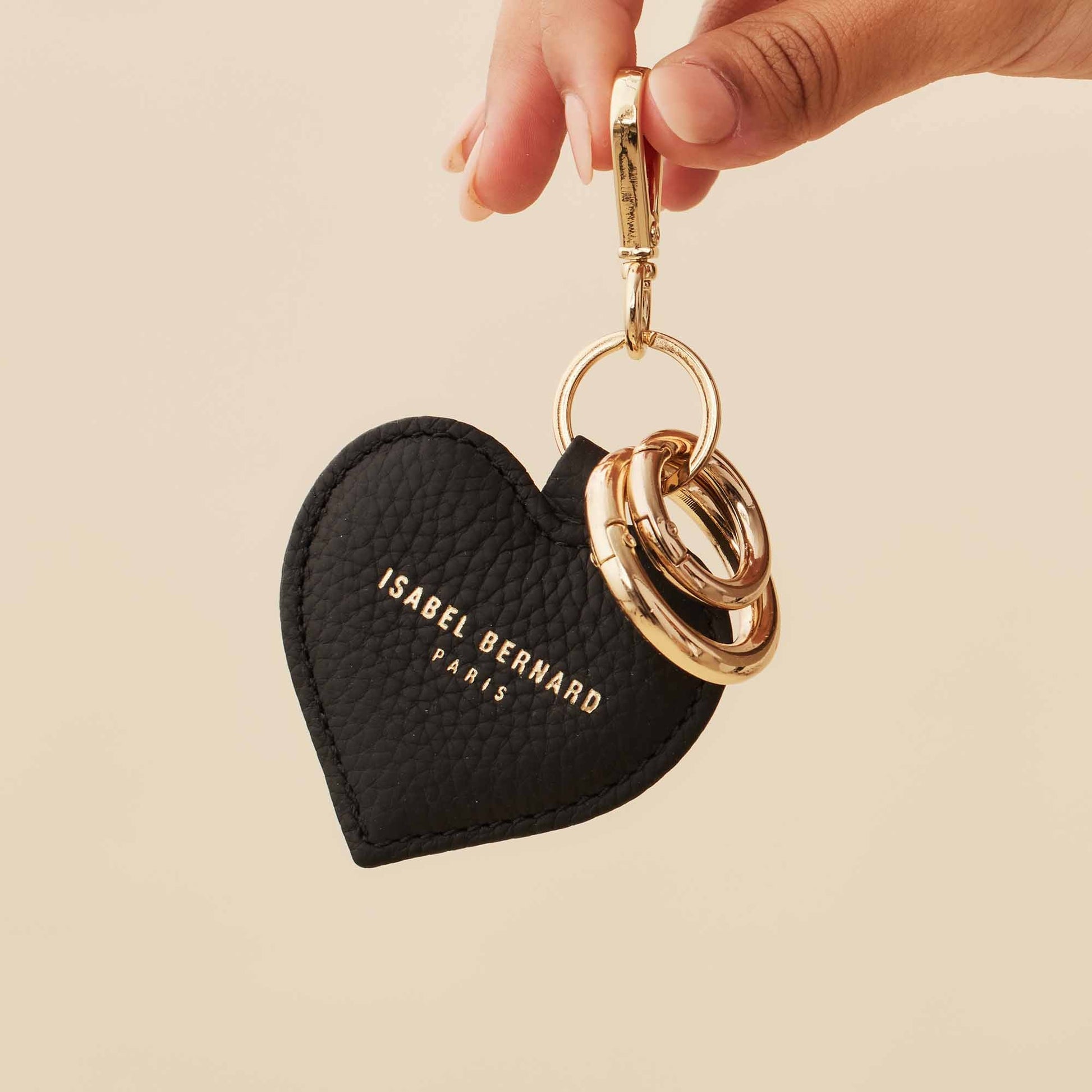 Honoré Faye black calfskin leather heart key ring -  - Isabel Bernard