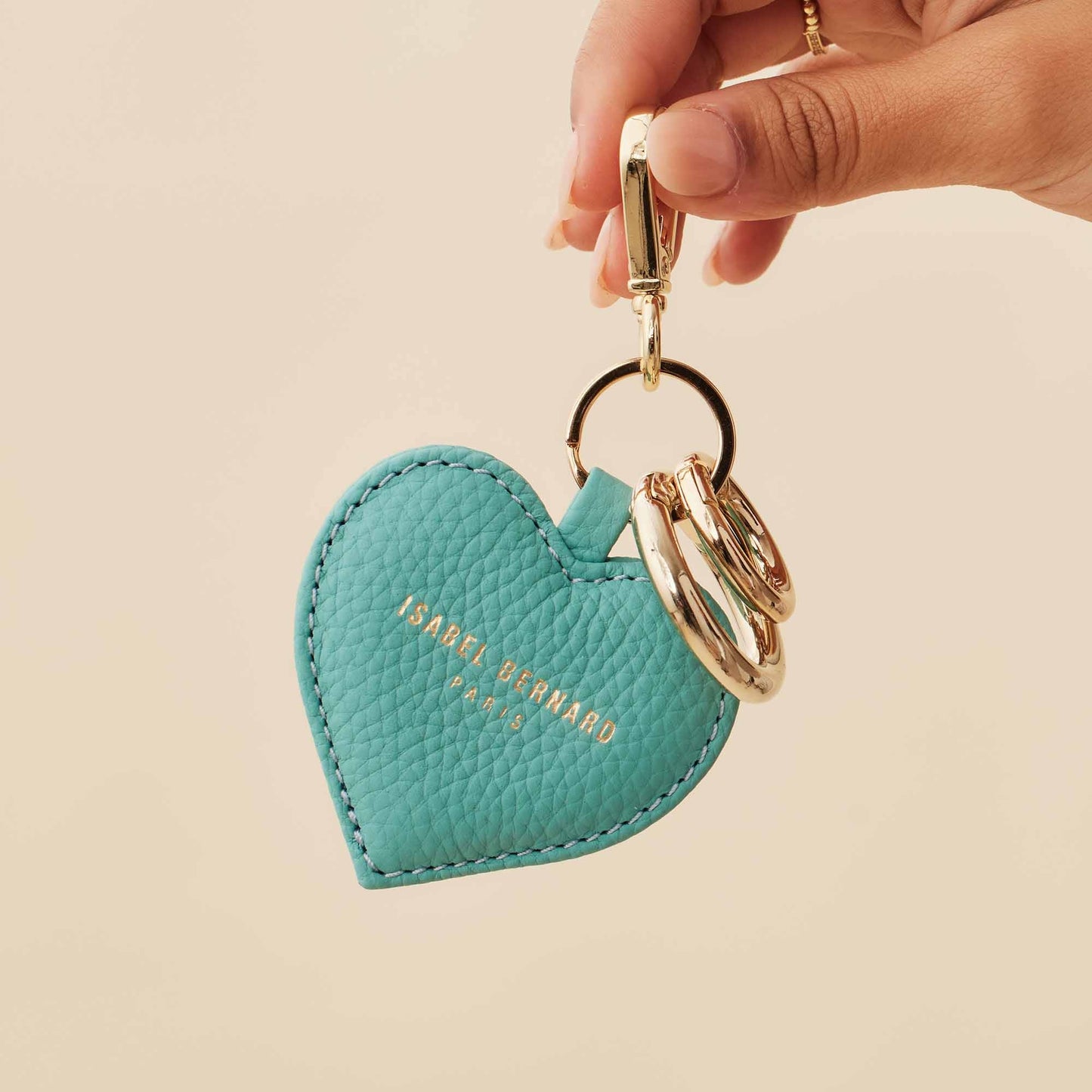 Honoré Faye blue calfskin leather heart key ring -  - Isabel Bernard