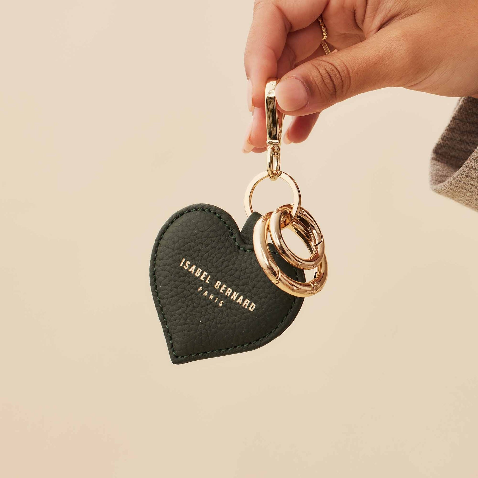 Honoré Faye green calfskin leather heart key ring -  - Isabel Bernard