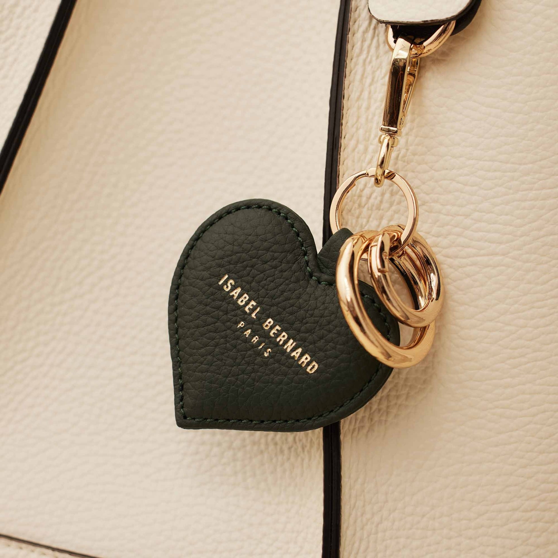 Honoré Faye green calfskin leather heart key ring -  - Isabel Bernard