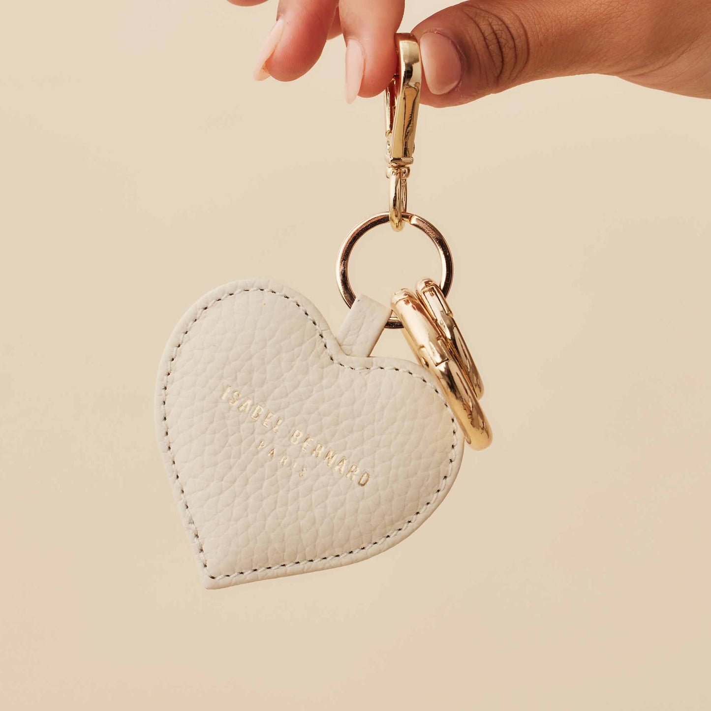 Honoré Faye cream calfskin leather heart key ring -  - Isabel Bernard