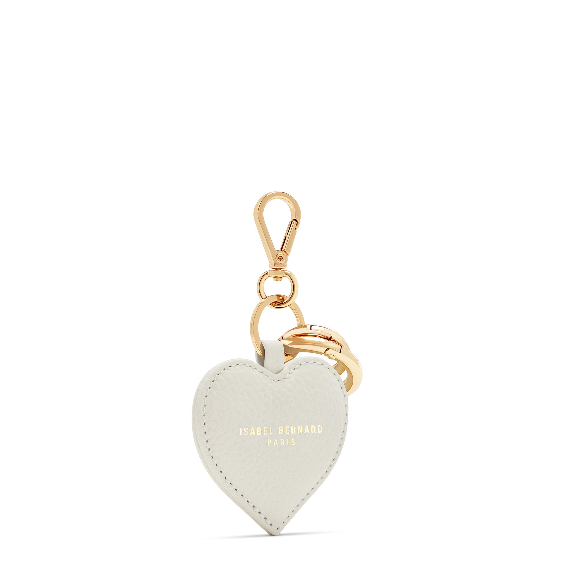 Honoré Faye cream calfskin leather heart key ring -  - Isabel Bernard