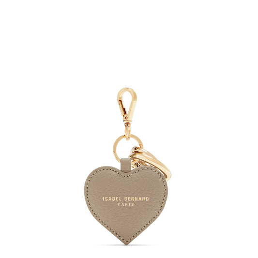 Honoré Faye taupe calfskin leather heart key ring -  - Isabel Bernard