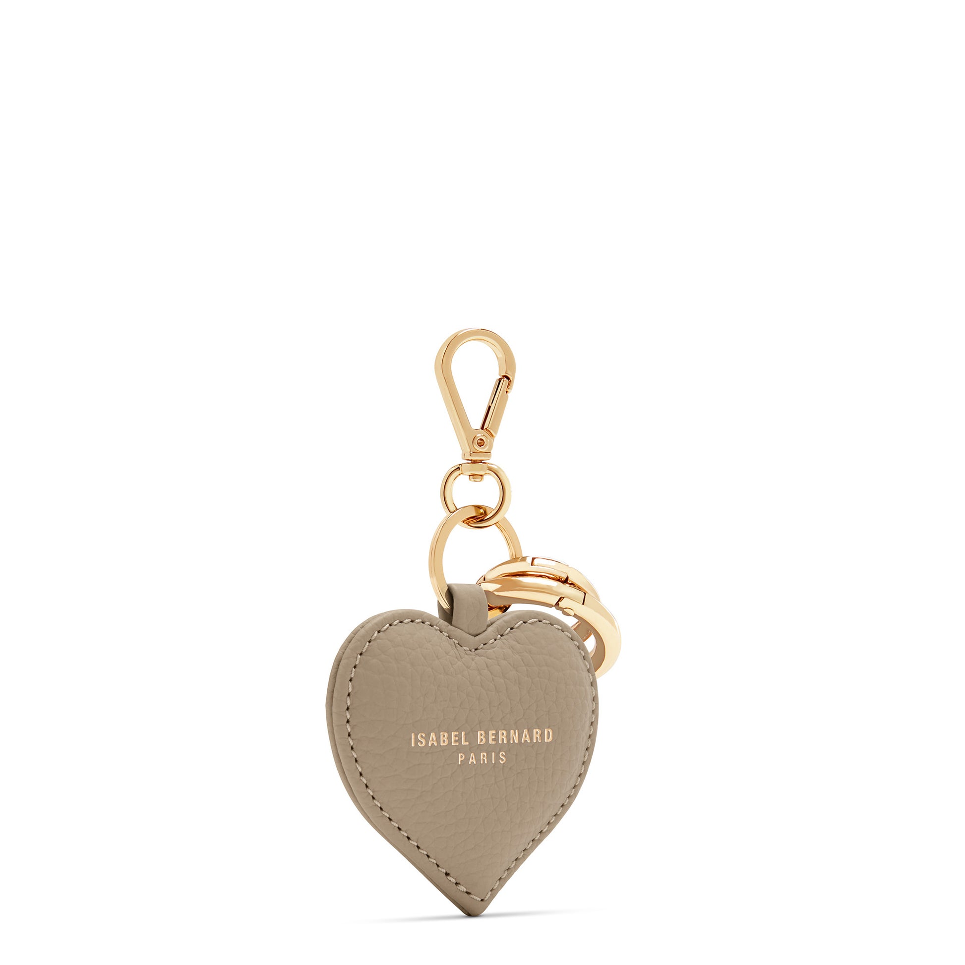 Honoré Faye taupe calfskin leather heart key ring -  - Isabel Bernard