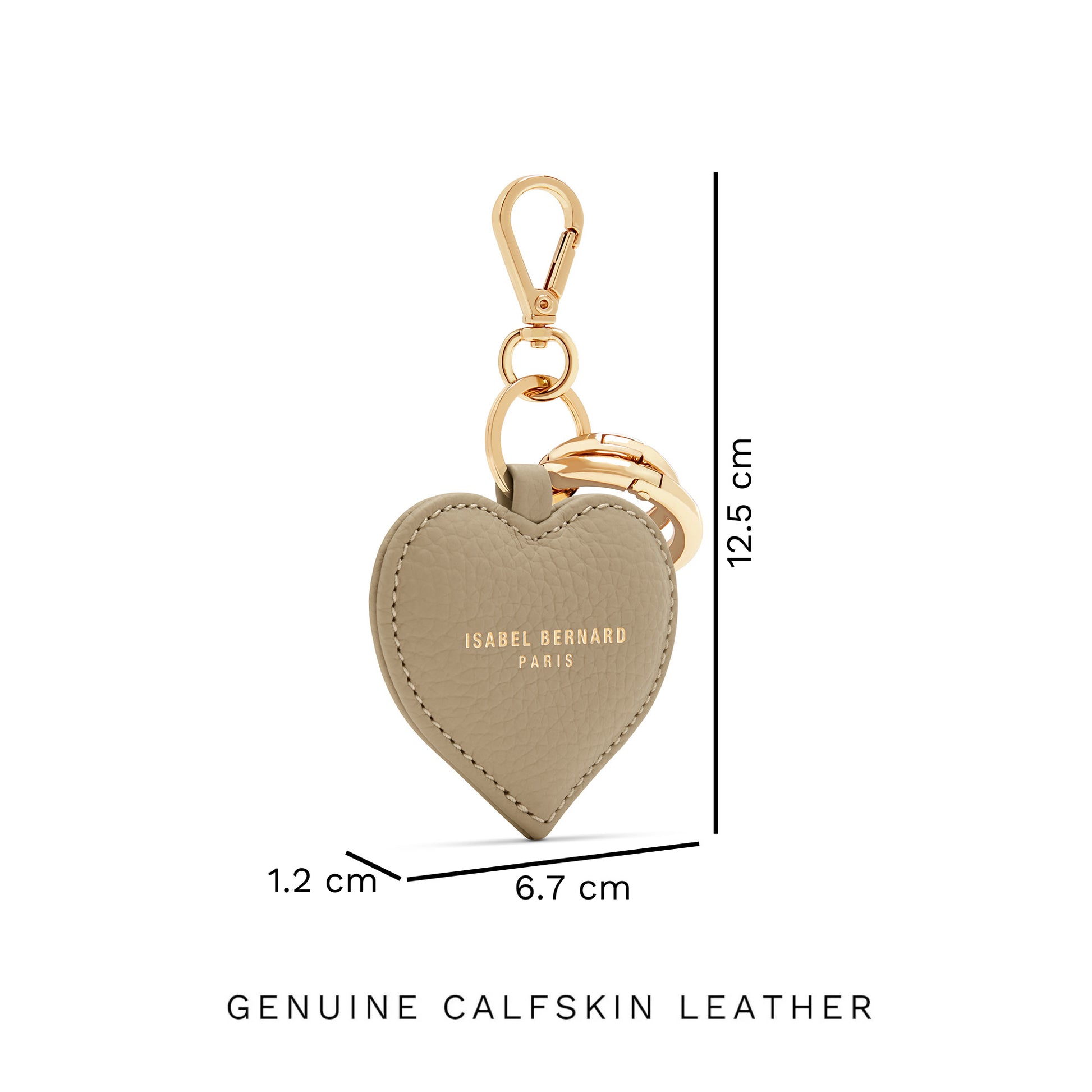 Honoré Faye taupe calfskin leather heart key ring -  - Isabel Bernard