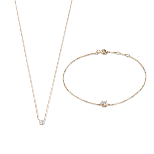 Cadeau d'Isabel 14 karat rose gold necklace and bracelet with zirconia stone gift set - - Isabel Bernard