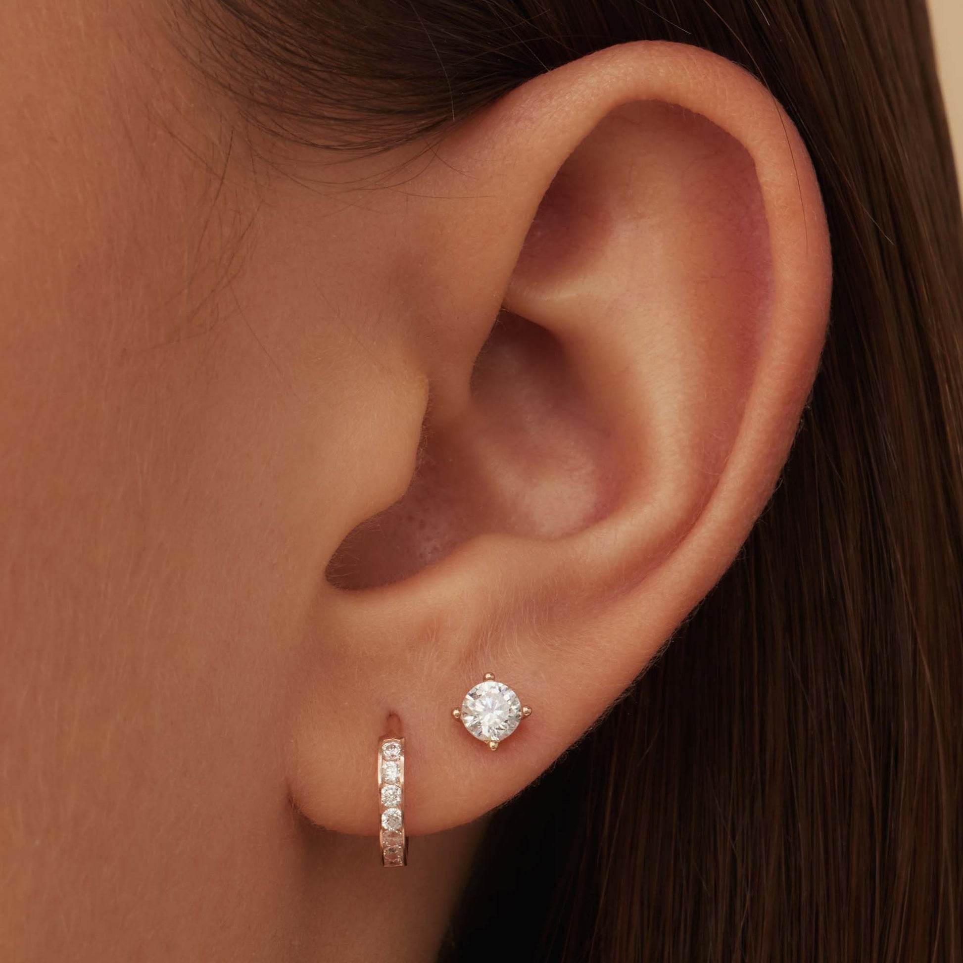 Cadeau d'Isabel 14 karat rose gold earring set with zirconia stones -  - Isabel Bernard