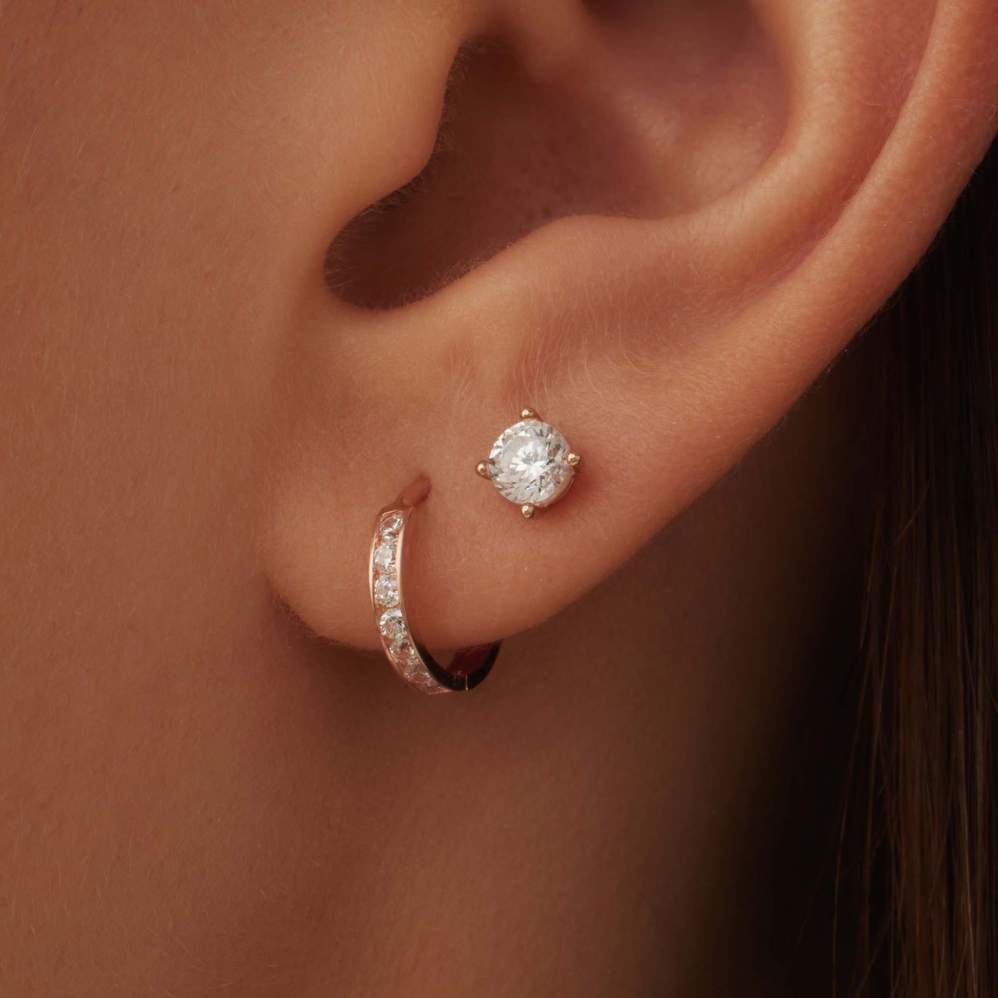 Cadeau d'Isabel 14 karat rose gold earring set with zirconia stones -  - Isabel Bernard