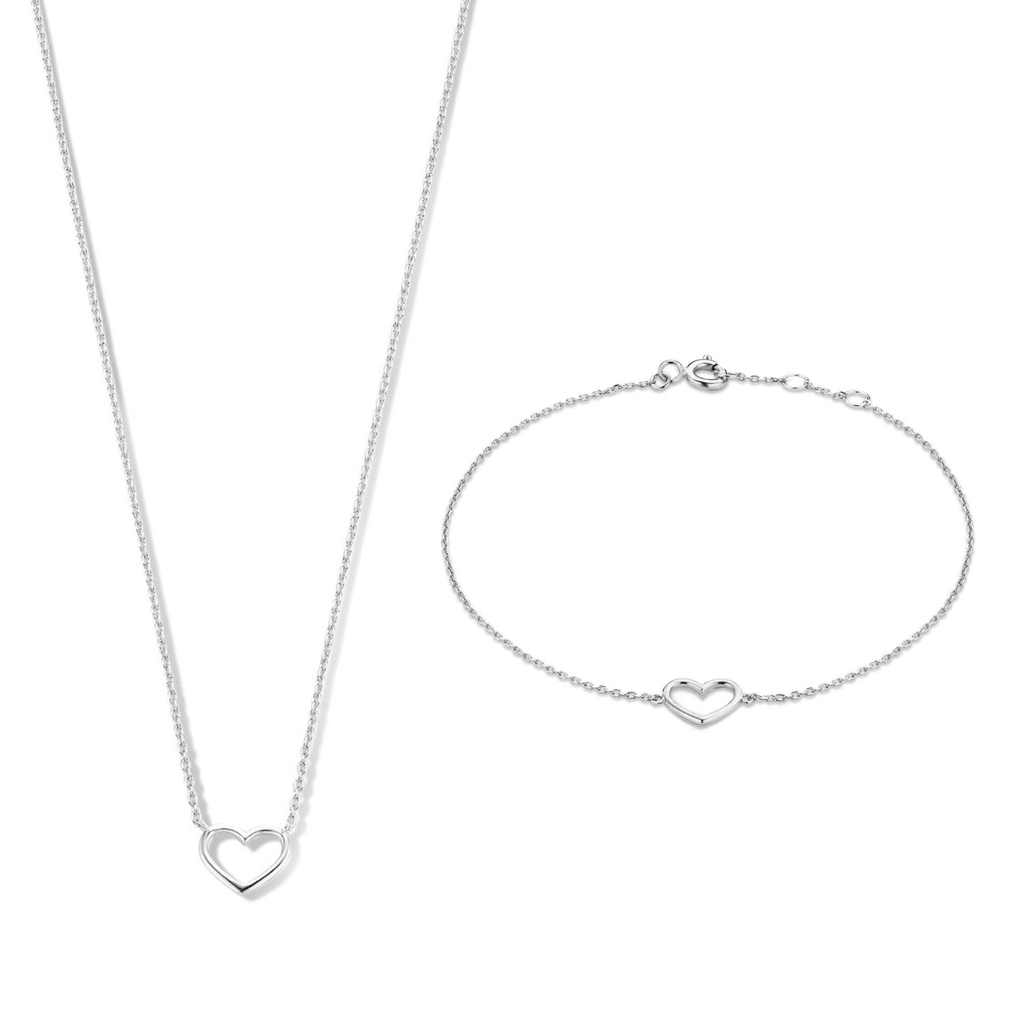 Cadeau d'Isabel 14 karat white gold nacklace with bracelet gift set with heart -  - Isabel Bernard