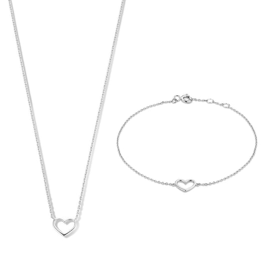 Cadeau d'Isabel 14 karat white gold nacklace with bracelet gift set with heart -  - Isabel Bernard