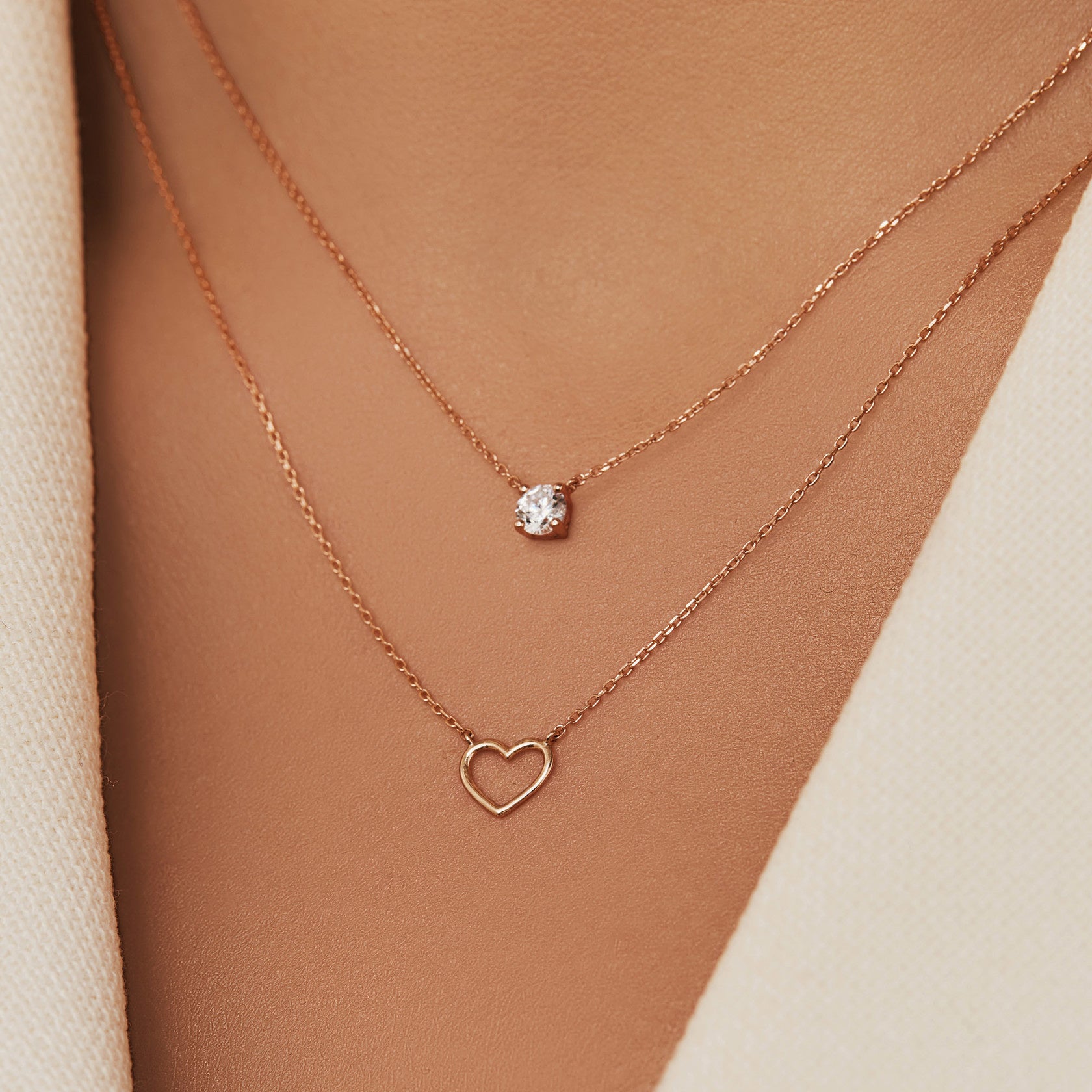 Cadeau d'Isabel 14 karat rose gold necklace with bracelet gift set with heart -  - Isabel Bernard