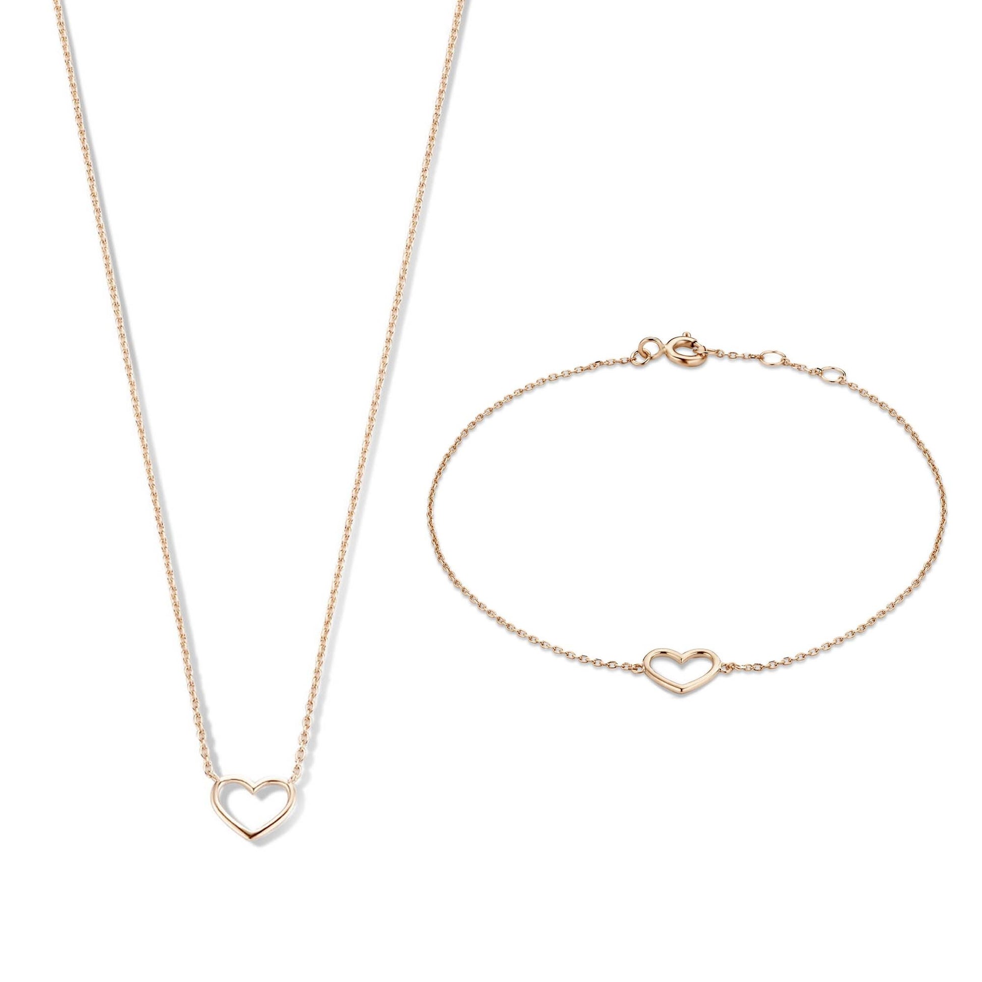 Cadeau d'Isabel 14 karat rose gold necklace with bracelet gift set with heart -  - Isabel Bernard