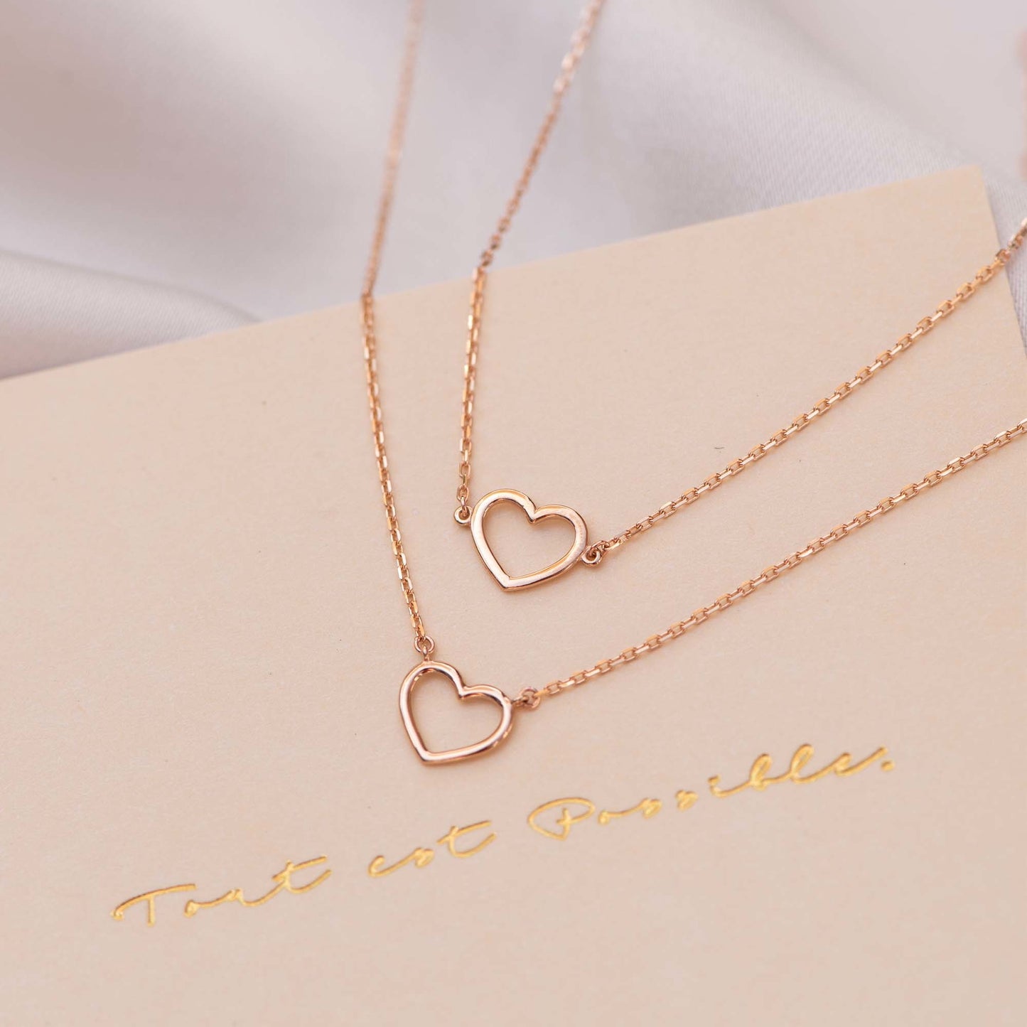 Cadeau d'Isabel 14 karat rose gold necklace with bracelet gift set with heart -  - Isabel Bernard