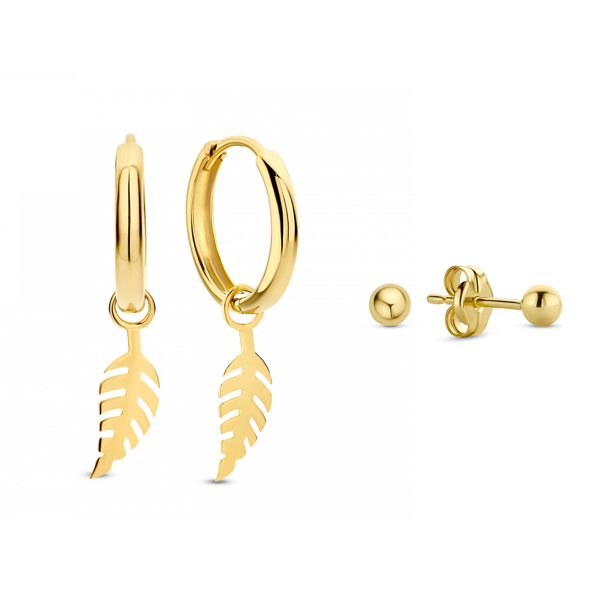 Cadeau d'Isabel 14 karat gold earring set with feather -  - Isabel Bernard