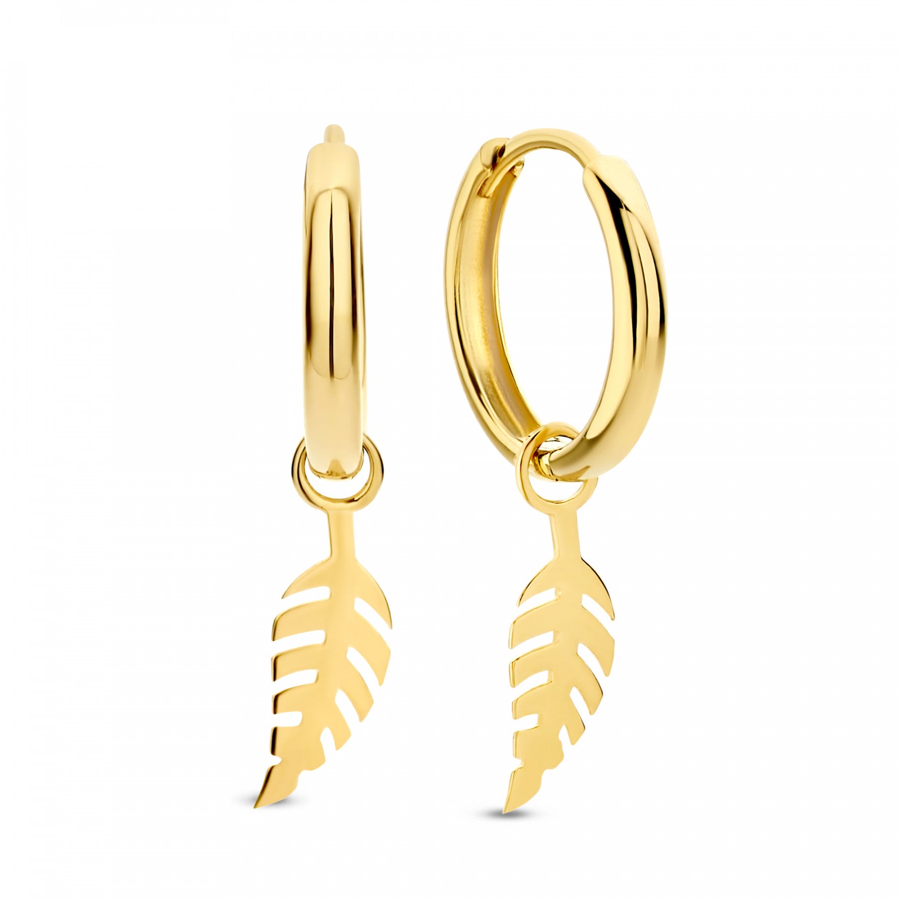 Cadeau d'Isabel 14 karat gold earring set with feather -  - Isabel Bernard