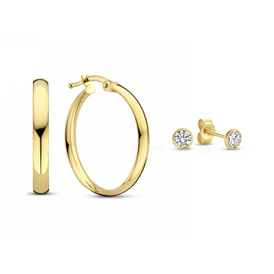 Cadeau d'Isabel 14 karat gold earring set with zirconia stones -  - Isabel Bernard