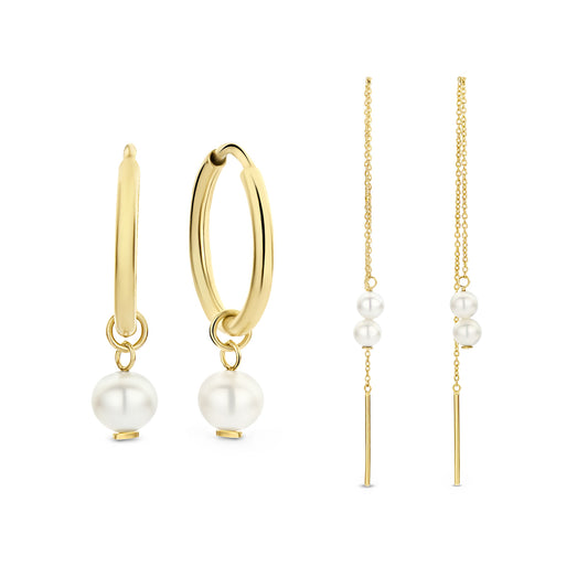 Cadeau d'Isabel set orecchini in oro 14 carati con perle d'acqua dolce