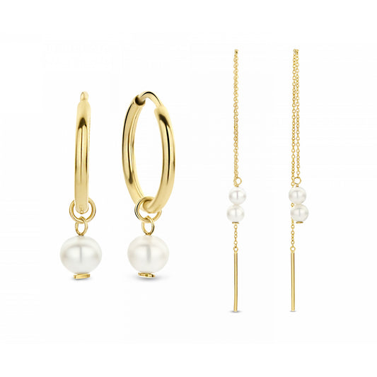 Cadeau d'Isabel 14 karat gold earring set with freshwater pearls -  - Isabel Bernard