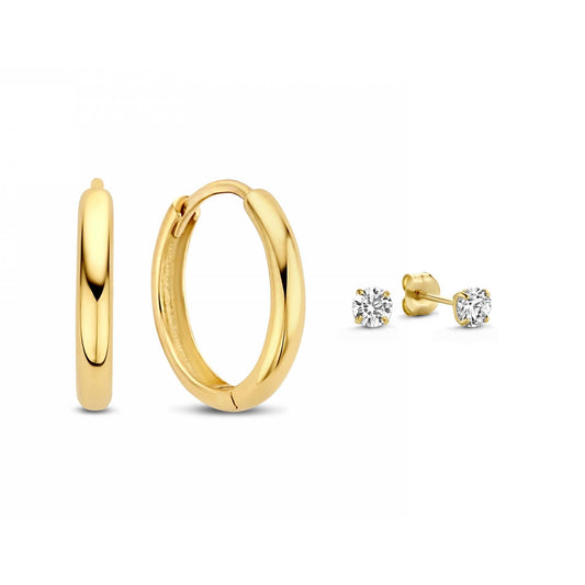 Cadeau d'Isabel 14 karat gold earring set with zirconia stones -  - Isabel Bernard