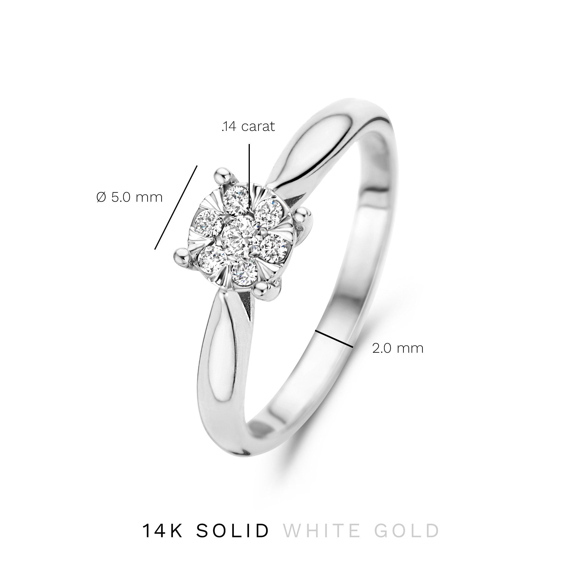 De la Paix Hanae 14 karat white gold ring with diamond 0.14 carat