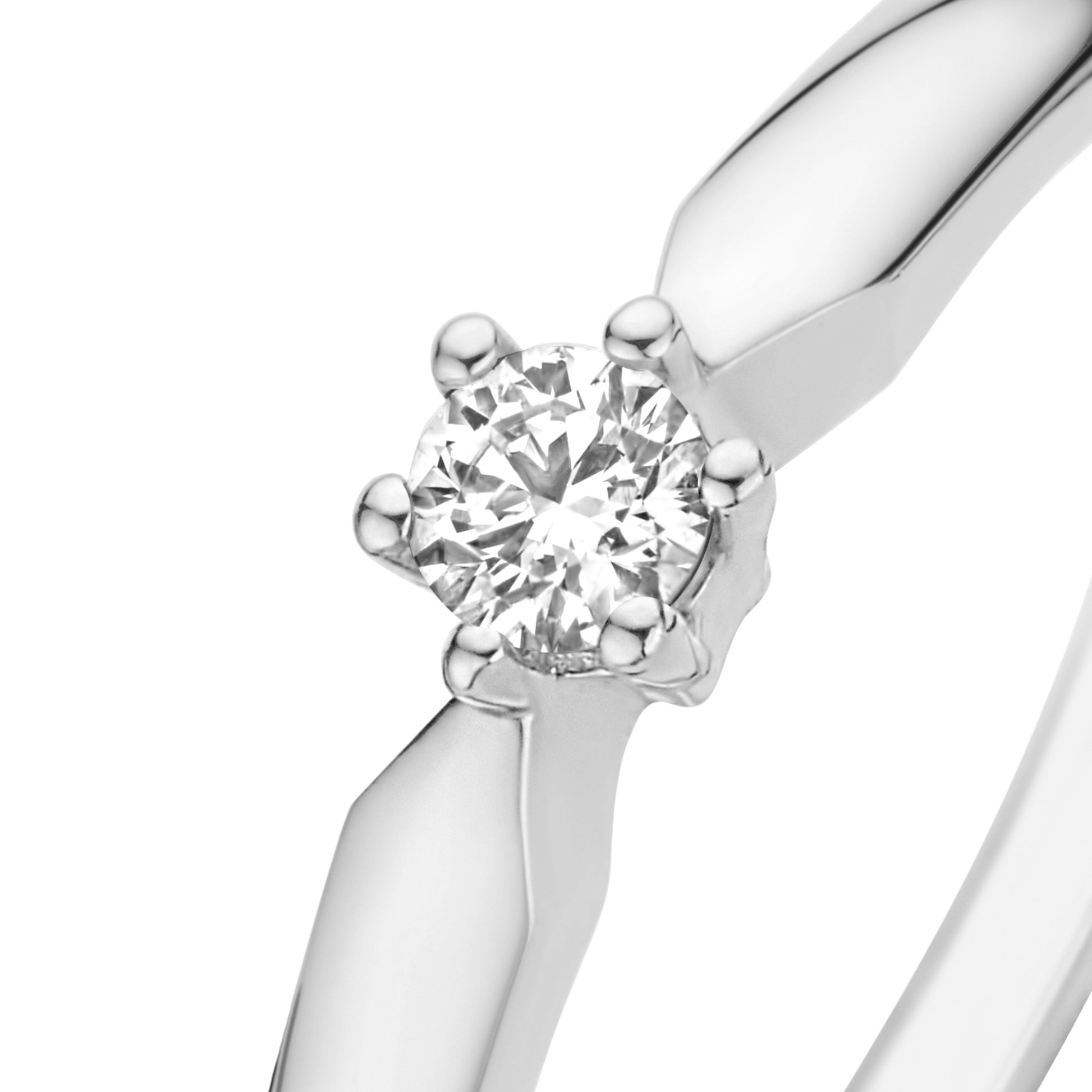 De la Paix Sybil 14 karat white gold ring with diamond 0.10 carat - - Isabel Bernard