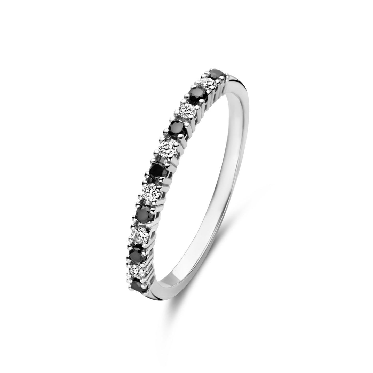 De la Paix Feline 14 karat white gold ring with black and white diamonds 0.20 carat -  - Isabel Bernard