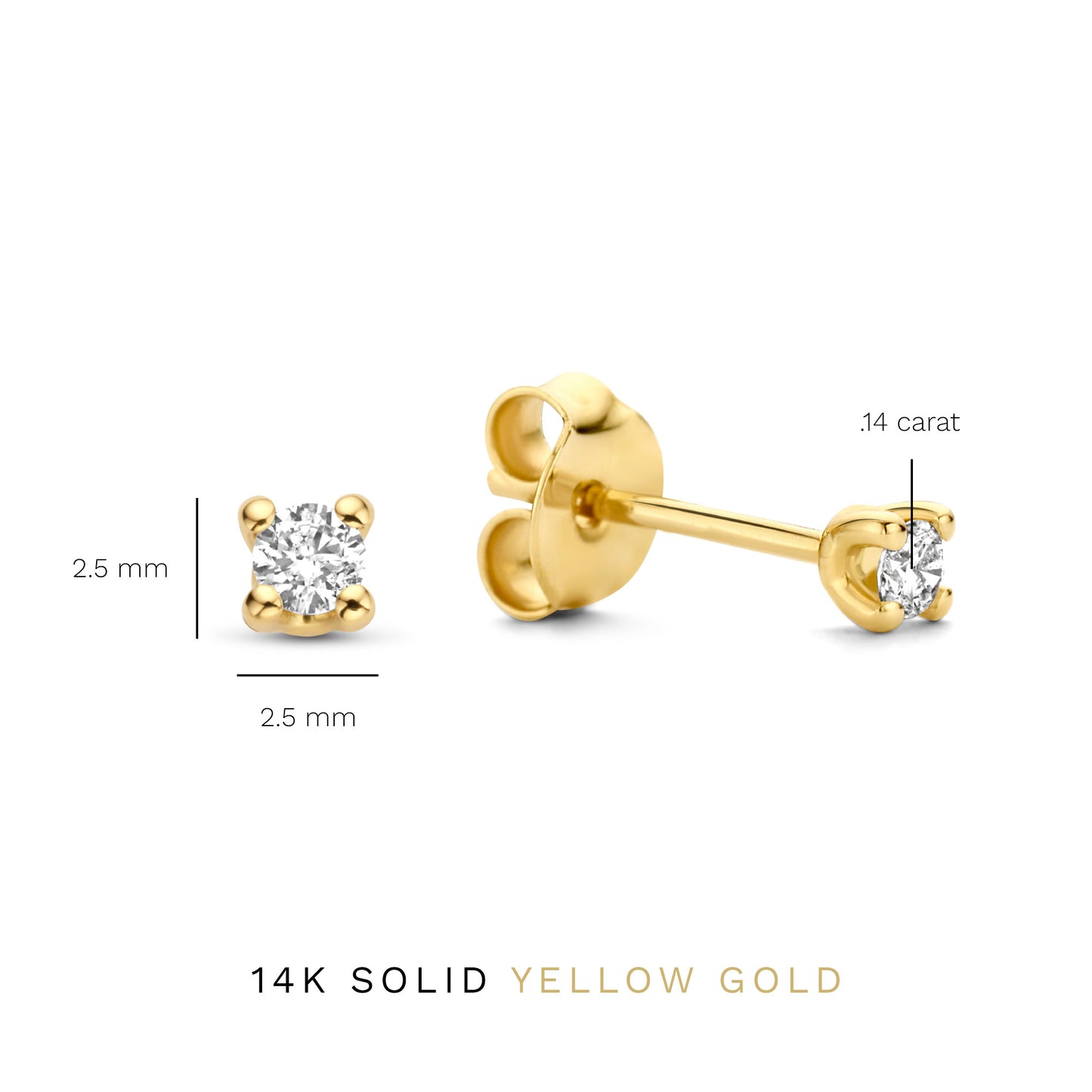 De la Paix Christine 14 karat gold stud ear studs with diamond 0.14 carat -  - Isabel Bernard