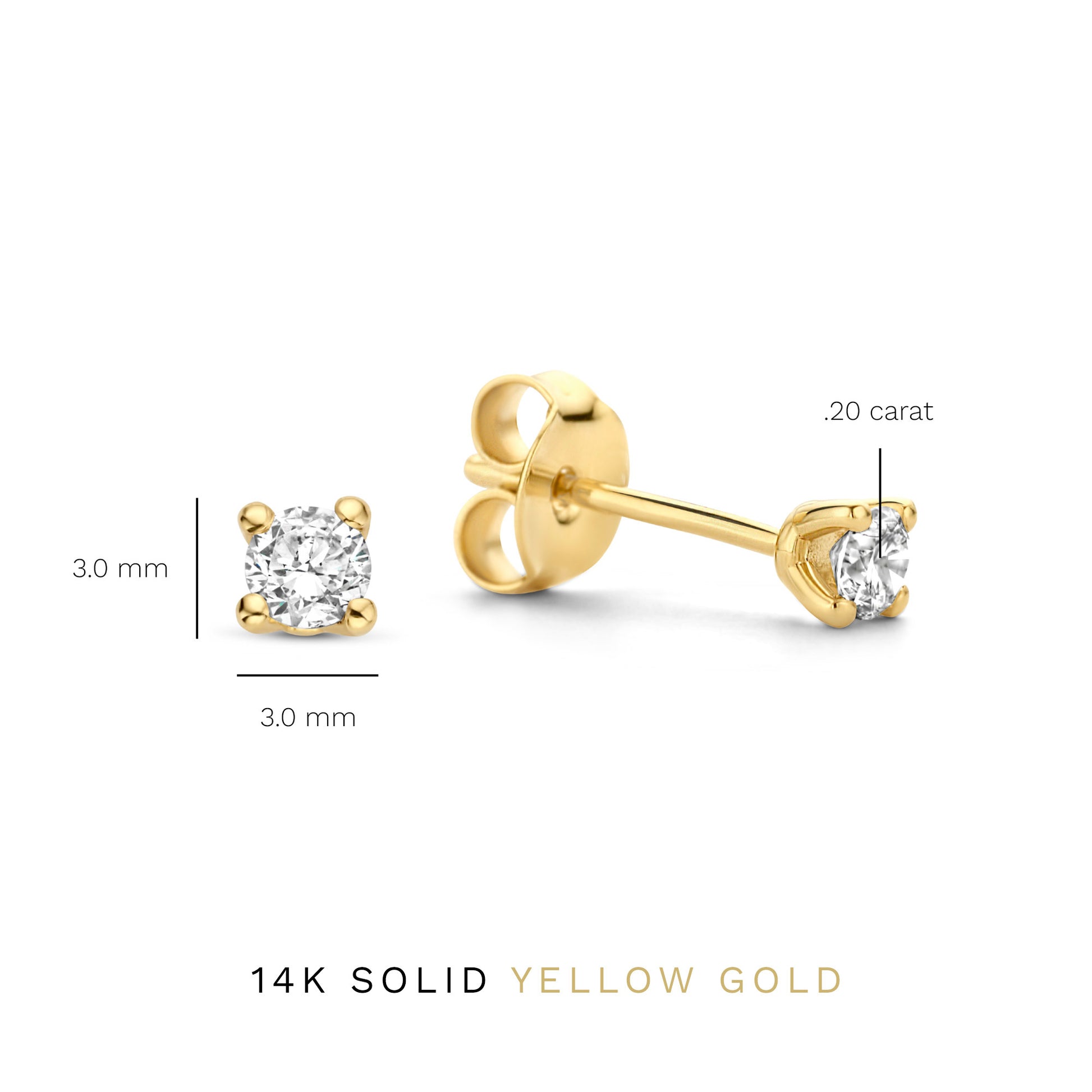 De la Paix Christine 14 karat gold stud ear studs with diamond 0.20 carat -  - Isabel Bernard