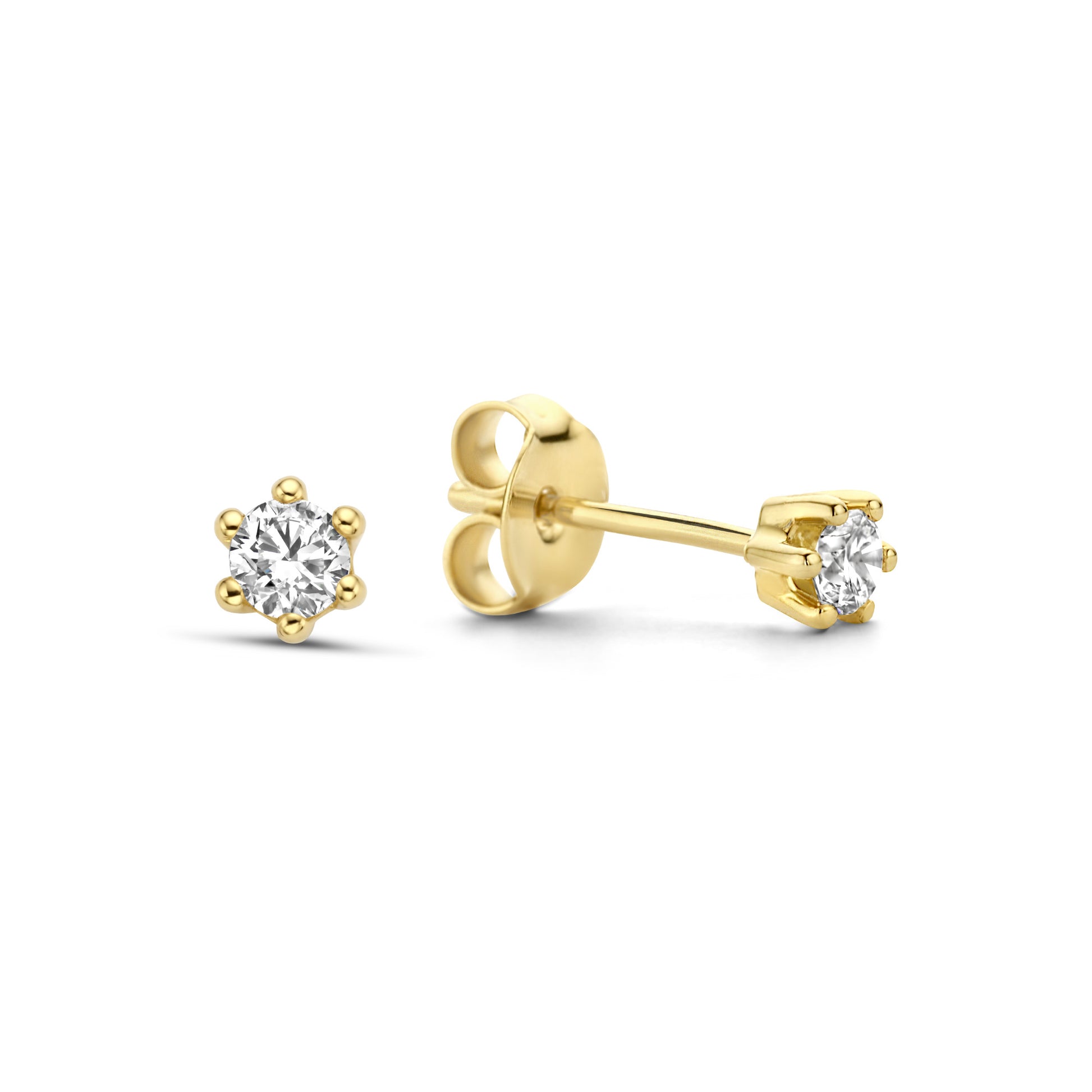 De la Paix Sybil 14 karat gold stud ear studs with diamond 0.20 carat -  - Isabel Bernard