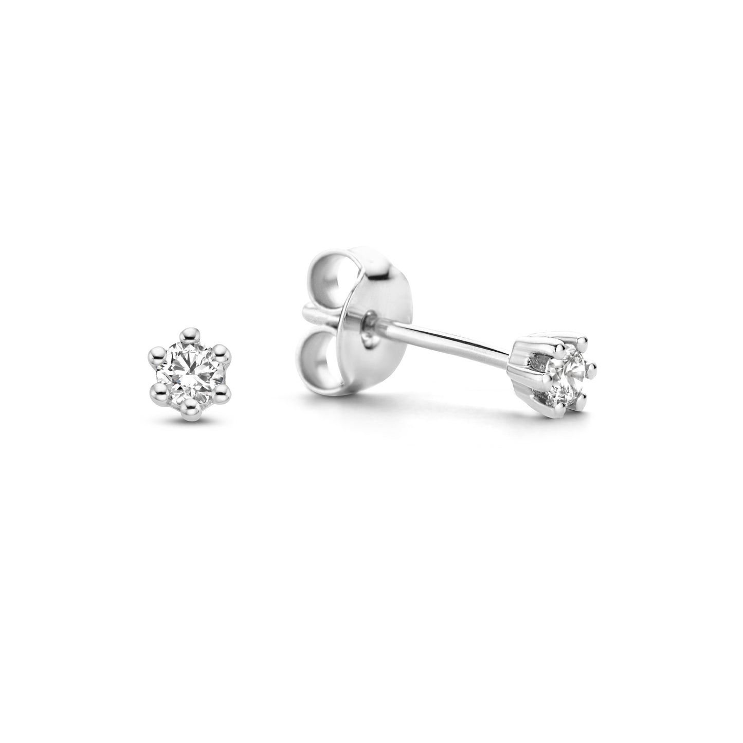 De la Paix Emily 14 karat white gold ear studs with diamond 0.10 carat -  - Isabel Bernard