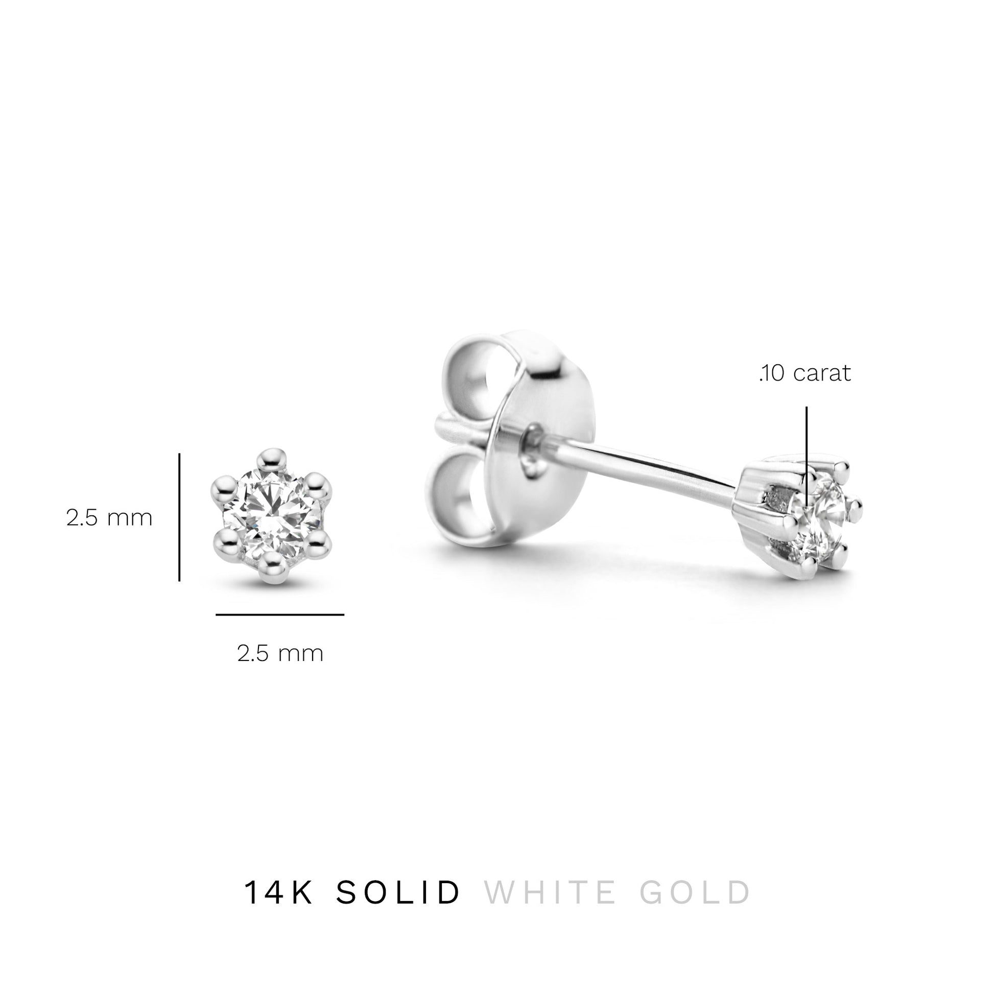 De la Paix Emily 14 karat white gold ear studs with diamond 0.10 carat -  - Isabel Bernard