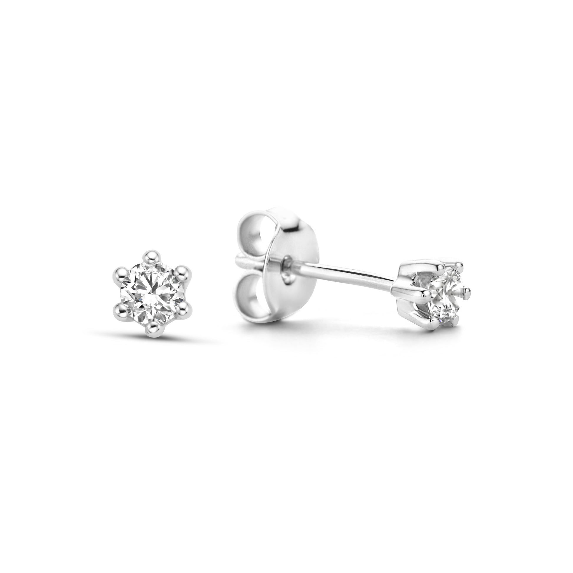 De la Paix Sybil 14 karat white gold ear studs with diamond 0.20 carat -  - Isabel Bernard