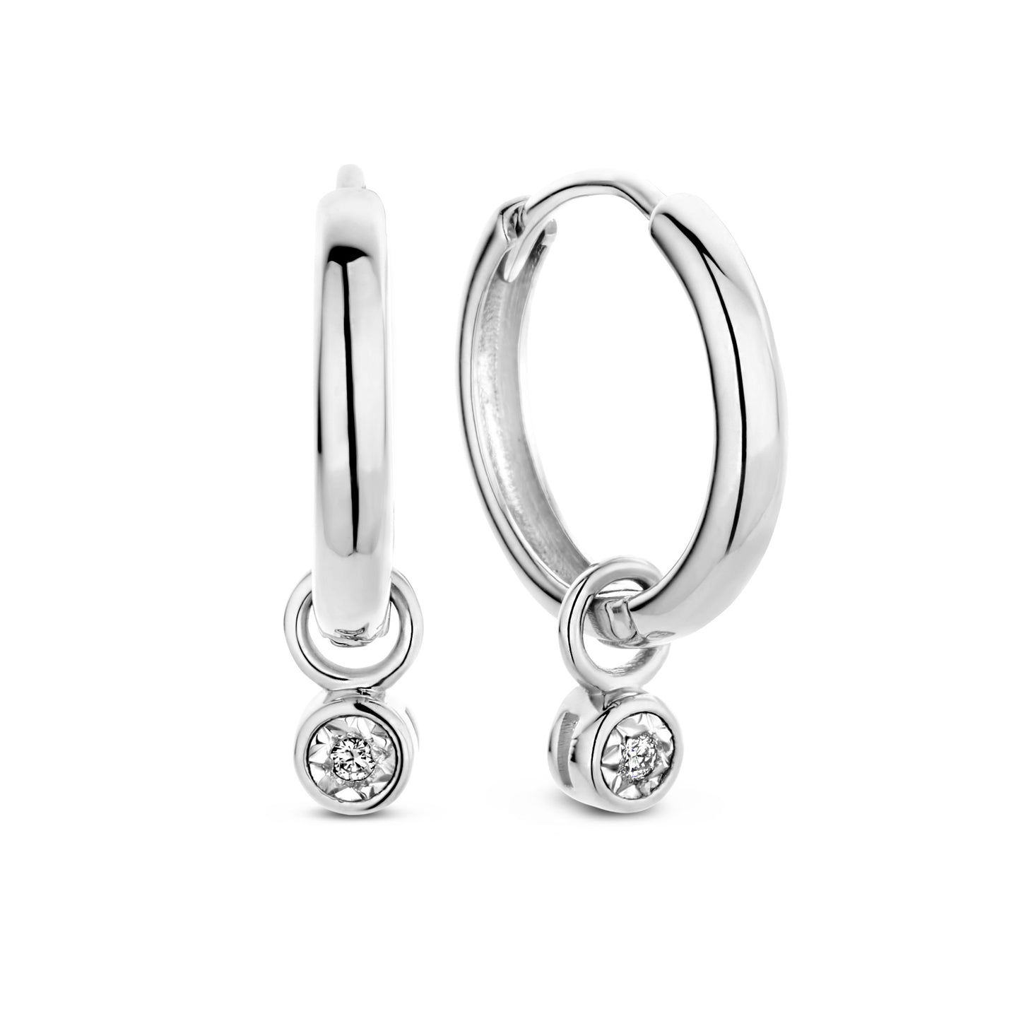 De la Paix Inaya 14 karat white gold hoop earrings with diamond 0.02 carat -  - Isabel Bernard