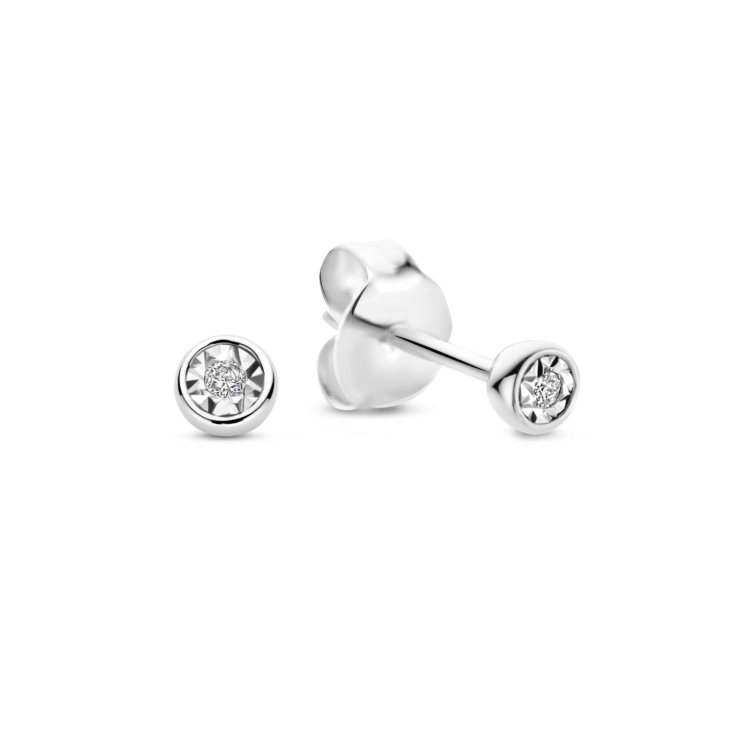 De la Paix Inaya14 karat white gold ear studs with diamond 0.02 carat -  - Isabel Bernard