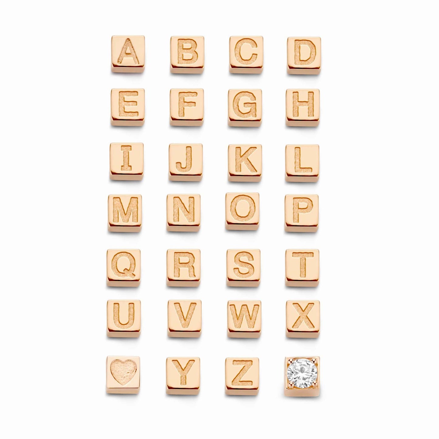 Cadeau d'Isabel 14 karat rose gold cube initial charm with letter and rose gold necklace gift set - - Isabel Bernard