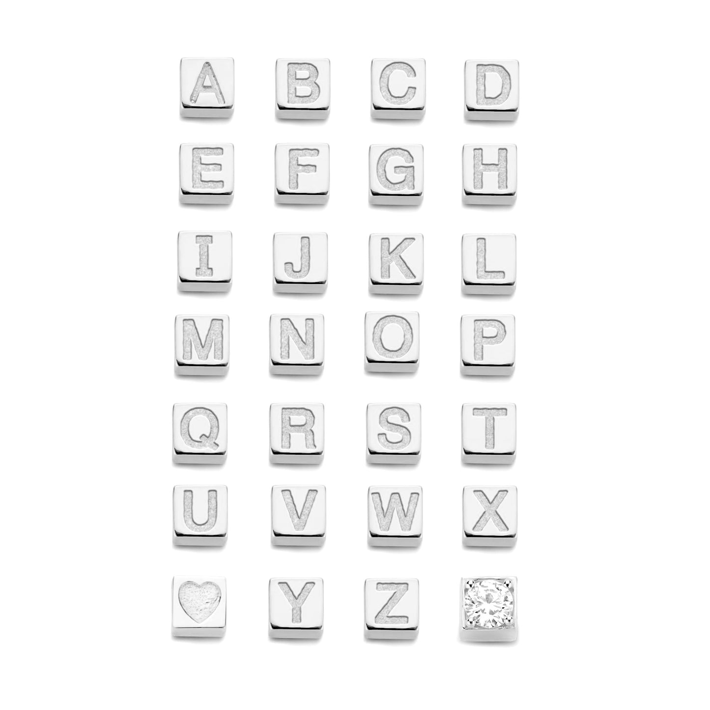 Cadeau d'Isabel 14 karat white gold cube initial charm with letter and white gold necklace gift set - - Isabel Bernard