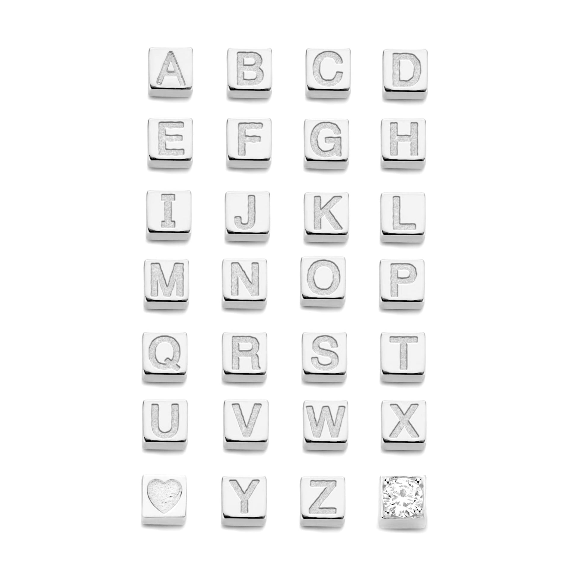 Saint Germain Felie 14 karat white gold cube initial charm with letter -  - Isabel Bernard