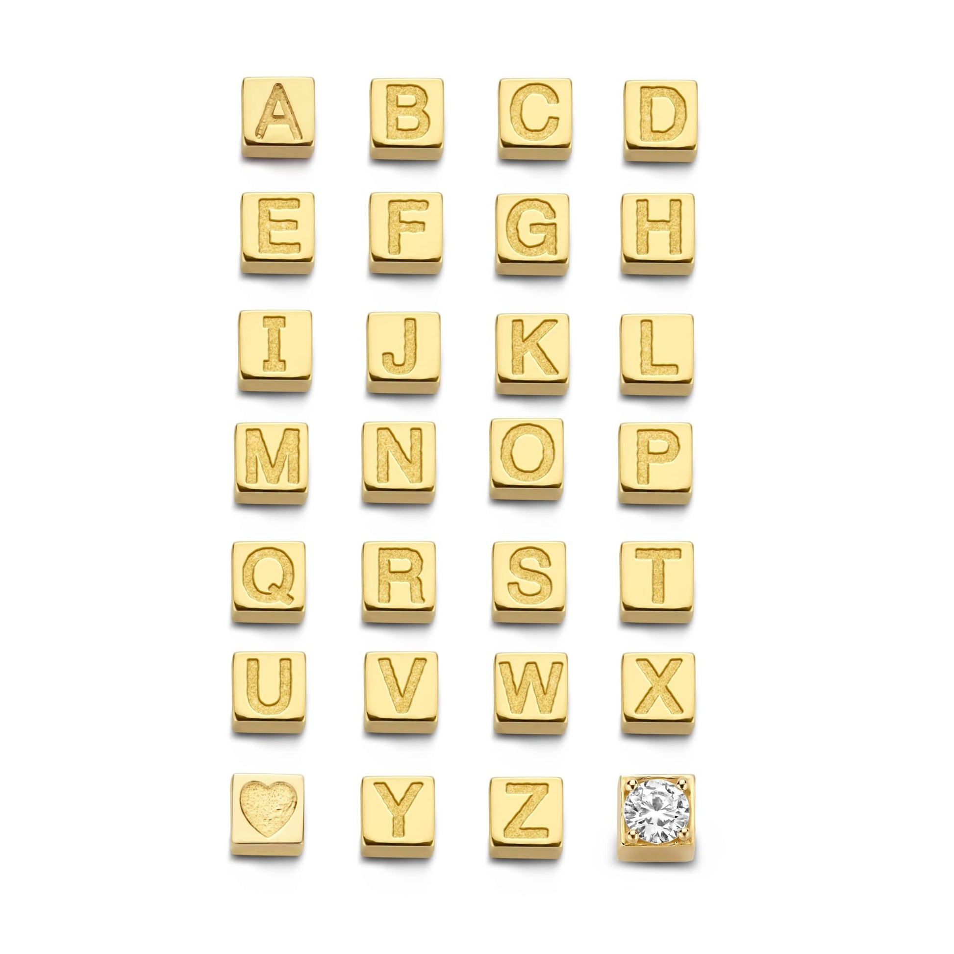 Cadeau d'Isabel 14 karat gold cube initial charm with letter and gold necklace gift set - - Isabel Bernard