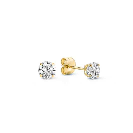 Le Marais Lourdes 14 karat gold ear studs with zirconia stone -  - Isabel Bernard